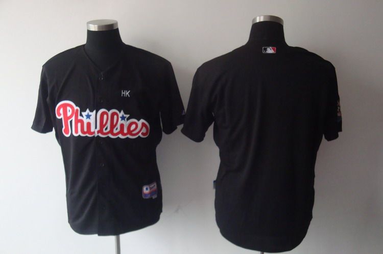 Phillies Blank Stitched Black MLB Jersey - Click Image to Close